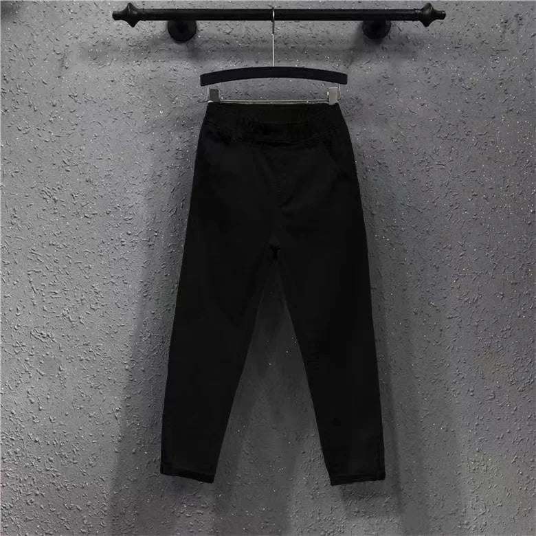 2025 Fashion Summer Women Harem Pants All-matched Casual Cotton Denim Pants Elastic Waist Solid Yellow White Jeans Female 3XL