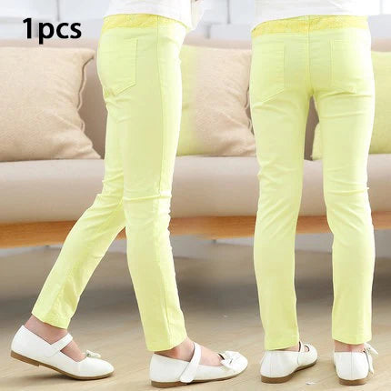 1pcs Spring Summer Girl Pencil Pants Elastic Thin Baby Legging Slim Fit Children's Leggings Autumn Kids Imitation Jeans Trousers