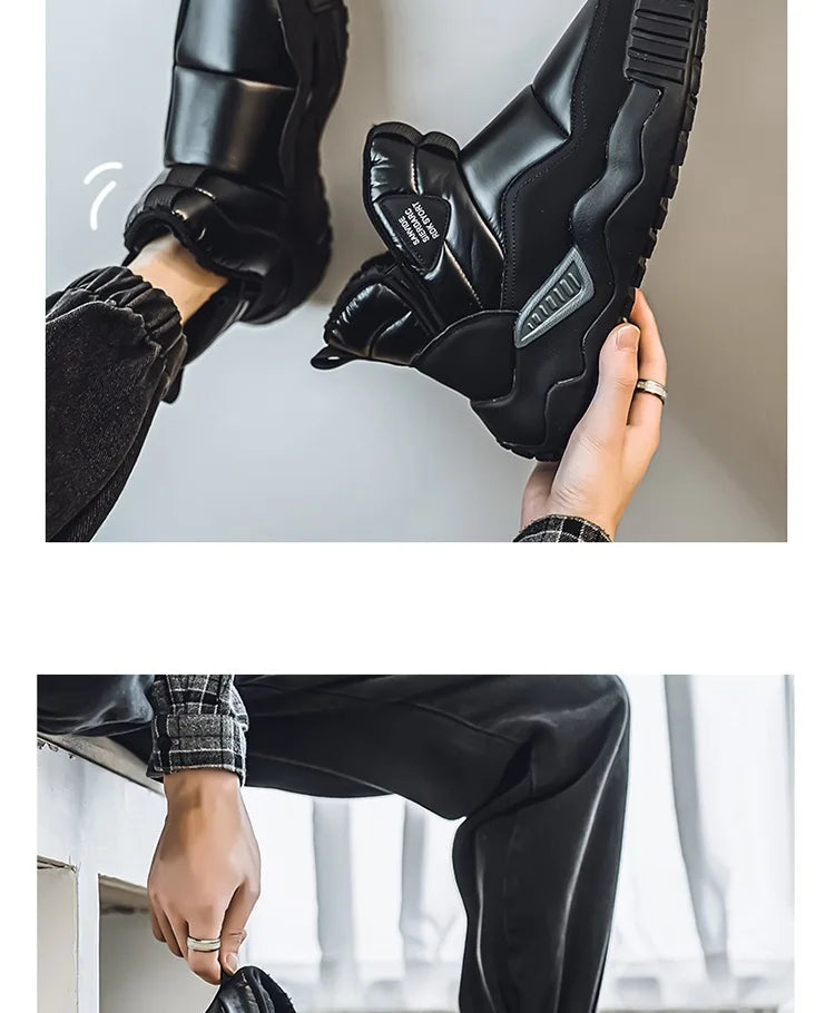 Winter men's thick-soled high-top cold-resistant snow boots, piled and thickened warm cotton shoes, non-slip men's boots