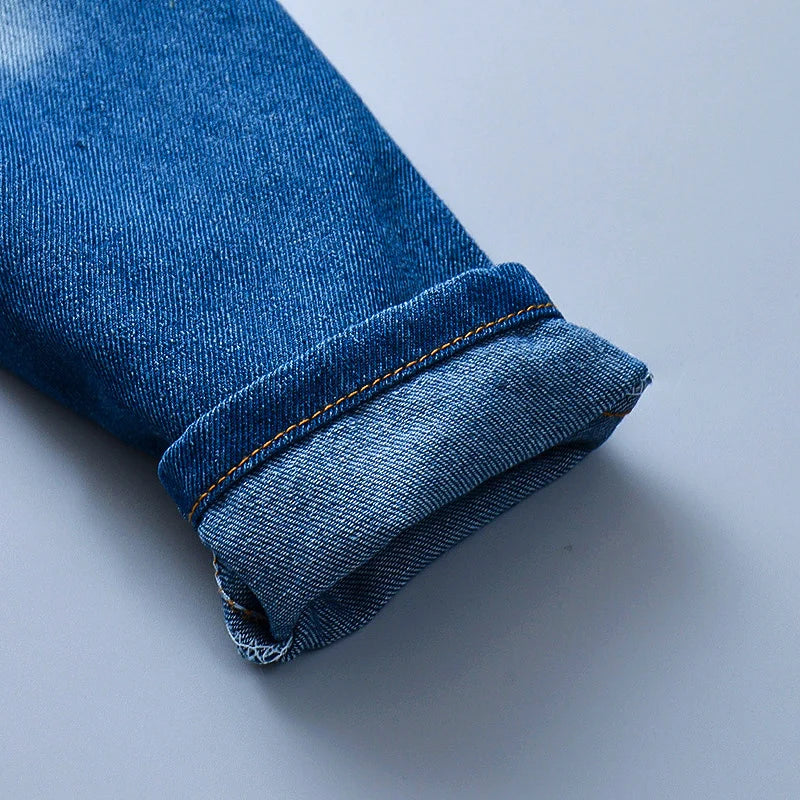 Children's Jeans Baby Girl's Fashion Pants with Holes Cute Children's Soft Denim Casual Pants