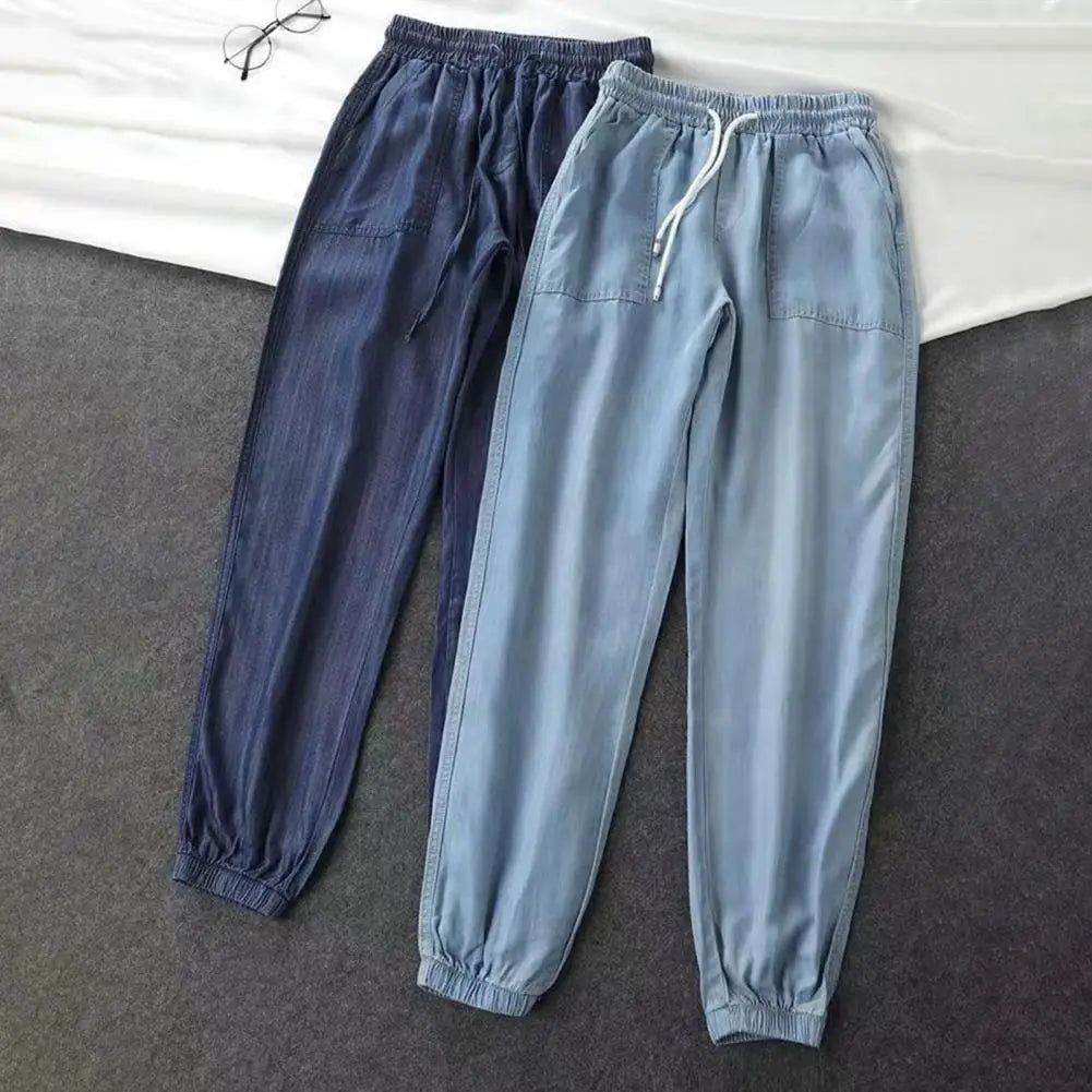 Pantalones Harem para mujer, cintura alta, cordón ajustable en el tobillo, pantalones de mujer con entrepierna profunda, cintura elástica, pantalones casuales para mujer
