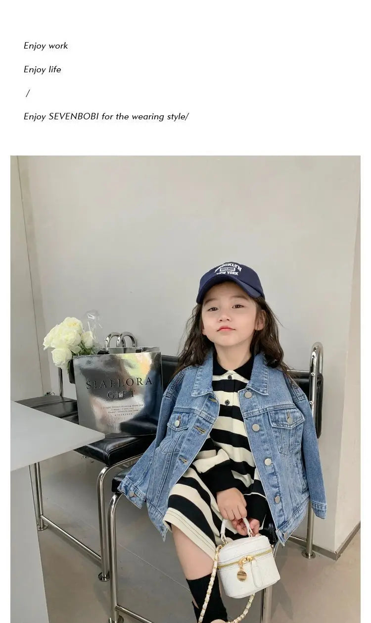 Fashion Kids Denim Jacket For Girls Coat Spring Autumn Children Outerwear Baby Casual Jackets Costume 4-12 Year