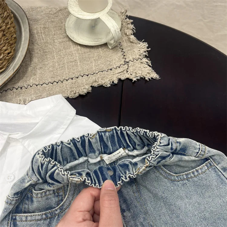 Boys Jean Pants Long Trousers Denim 2024 Blue Spring Autumn Baby's Kids Sport Teenagers Birthday Christmas Gift Children's Cloth