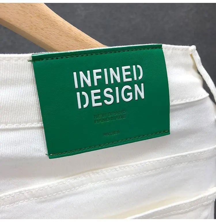Fashion Luxury Designer Men's White Black Jeans Slim Fit Korean Style Stretch Denim Pants for Summer  Stretch  Skinny Jeans Male