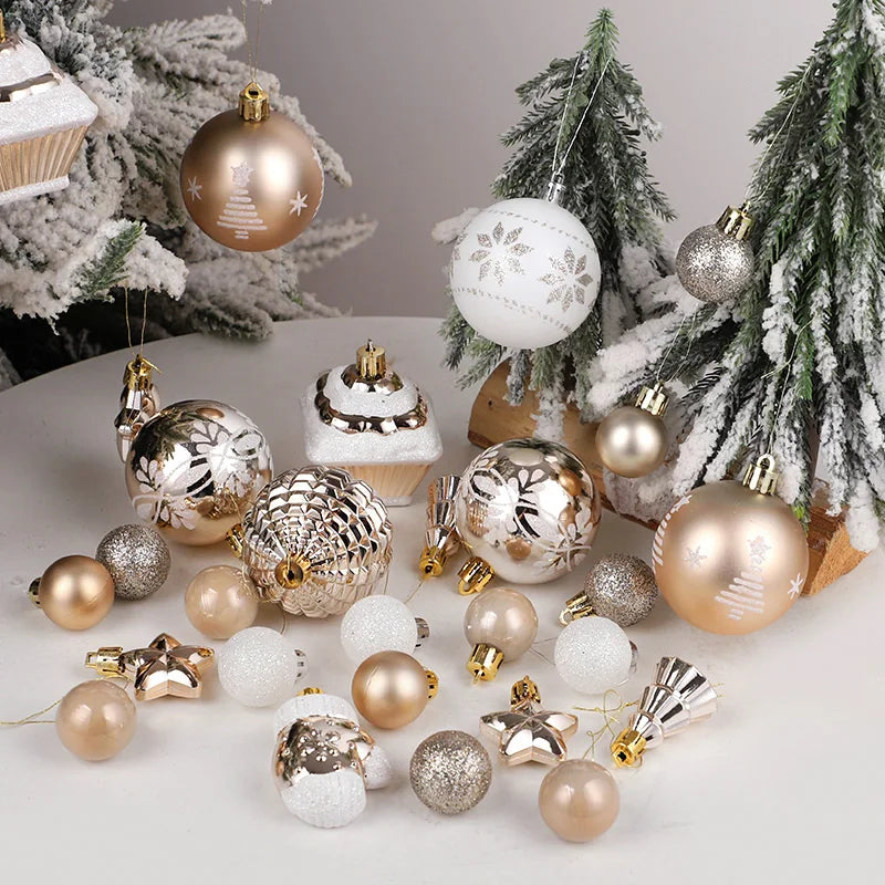 42PCS 6CM Christmas Ball Champagne Xmas Tree Hanging Pendant Ornaments 2025 Christmas Home Decoration 2026 New Year Party Gifts