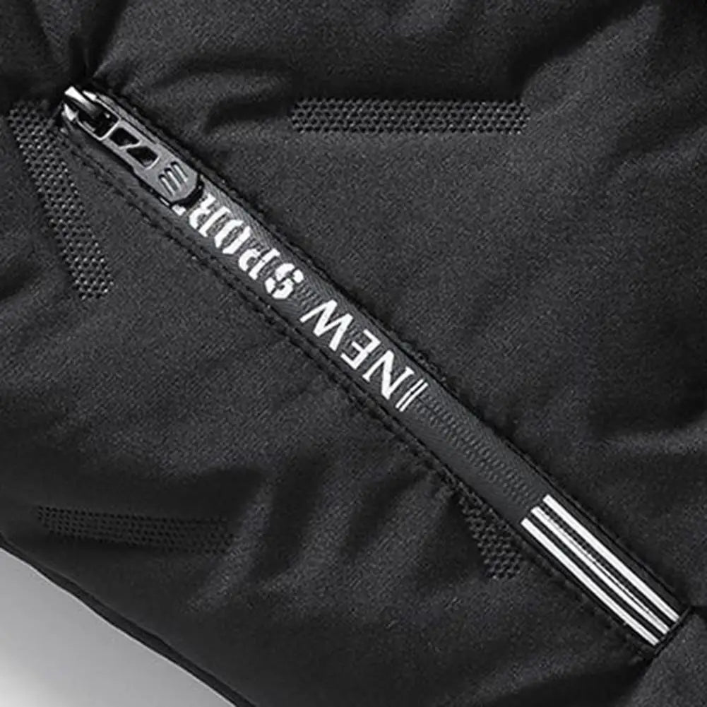Men Parkas For Winter Lapel Embossed Lines Zipper Pockets Jacket Solid Color Plush Lining Elastic Hem Male Coat For Outdoor