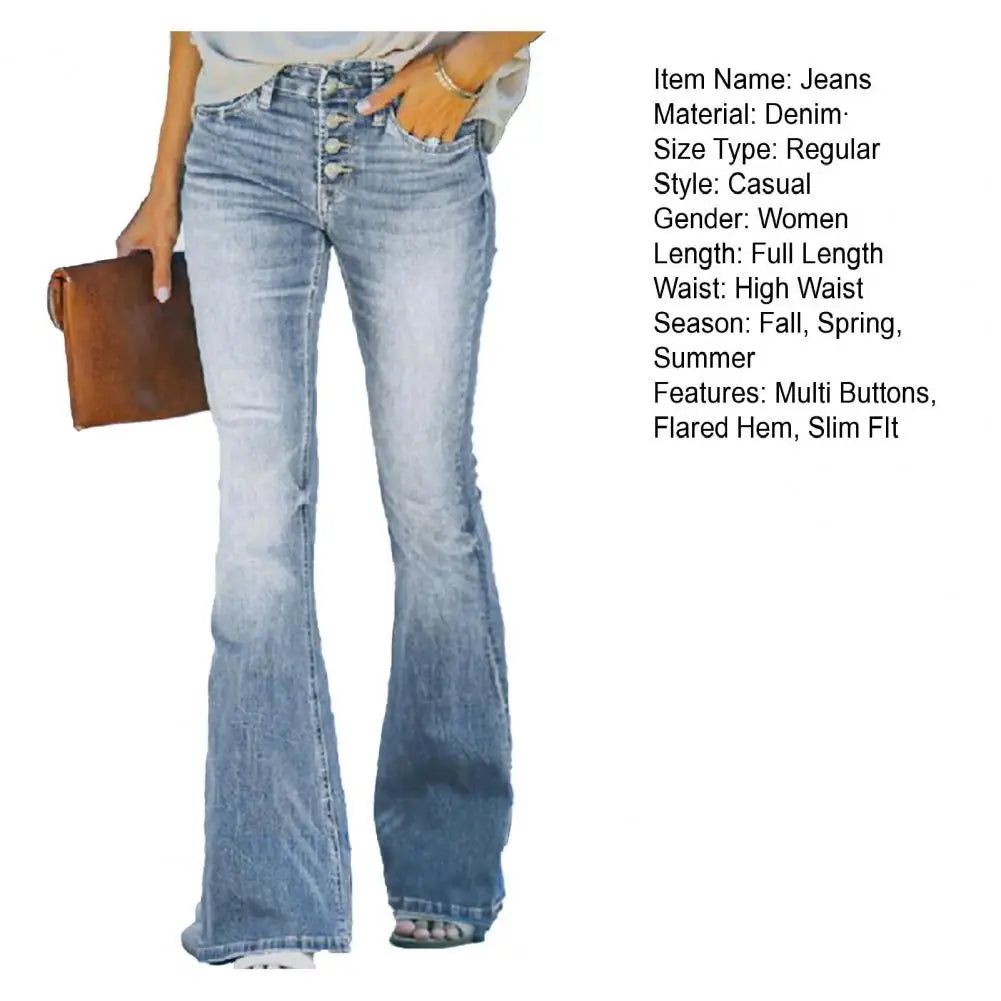 Pantalones vaqueros de cintura alta con dobladillo acampanado para mujer, con degradado de color a juego, pantalones acampanados, pantalones vaqueros ajustados.