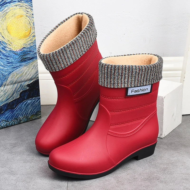 Rubber Boots for Women Rain Shoes Comfort Slip-on Waterproof Galoshes Woman Garden Water Shoes Rubber Rain Boots Botas De Lluvia