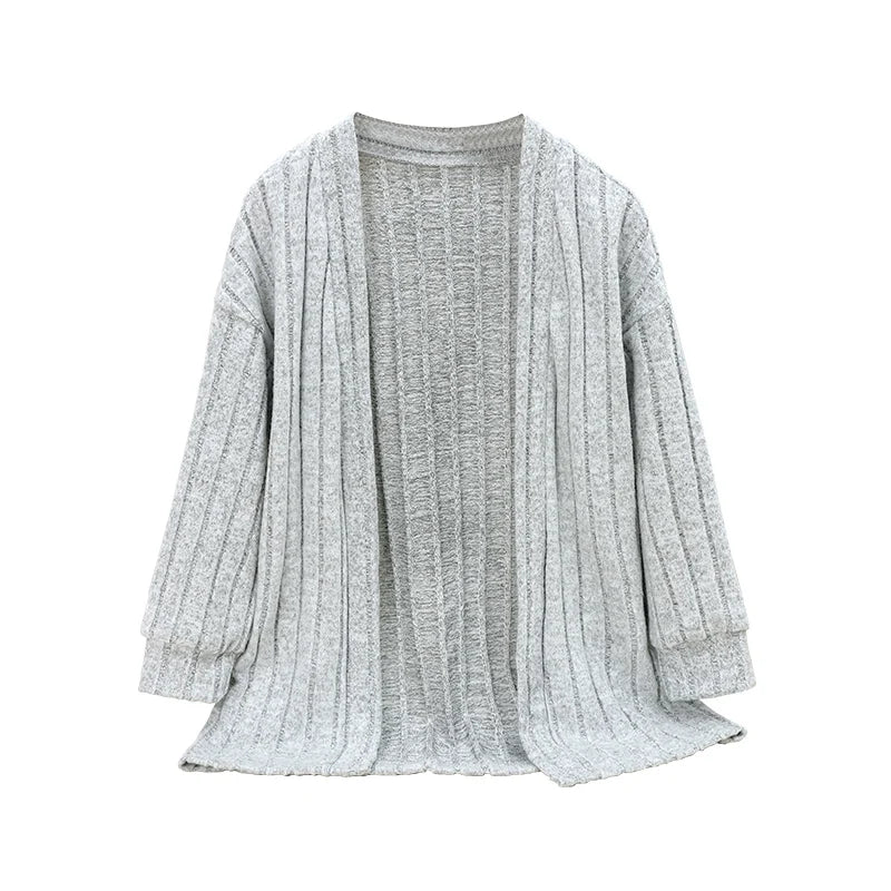 Girls Solid Color Casual Outing Knitted Cardigan Children's Spring and Autumn Simple Versatile Jacket