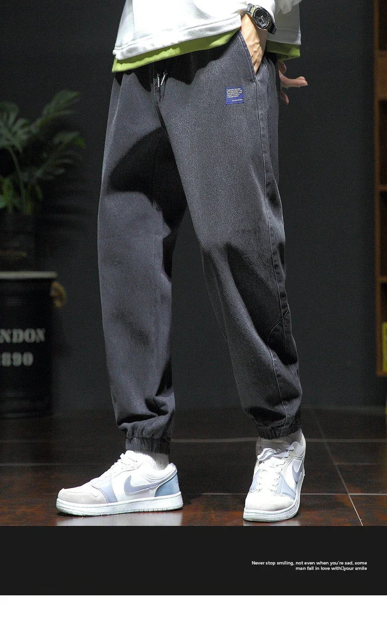 Nuevo estilo primavera verano negro azul cargo jeans hombres streetwear pantalones vaqueros jogger masculino holgado harem jeans talla grande M-8XL