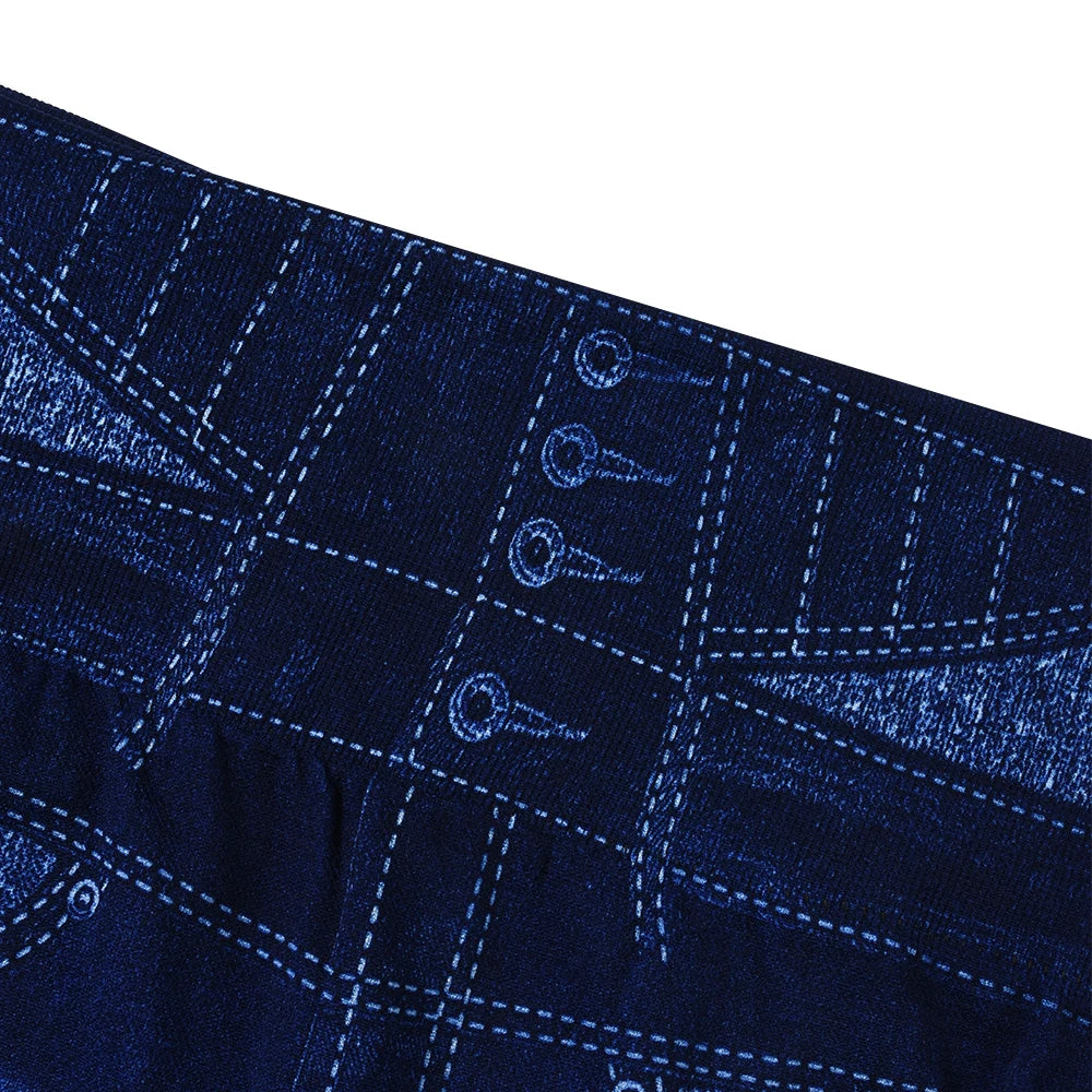 M XXL Faux Denim Leggings Women Clothing Summer High Waist Jeans Oversized Basics Pants Female Casual Slim Trousers