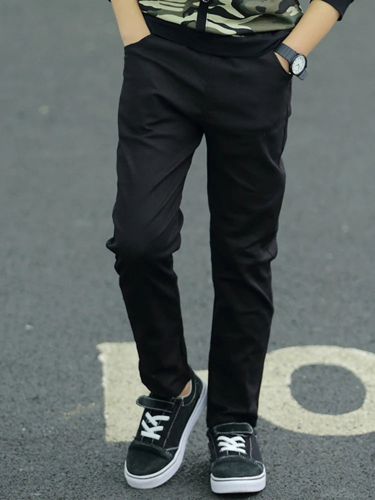 Pantalons pour enfants garçons mode décontractée, pantalon de costume slim noir