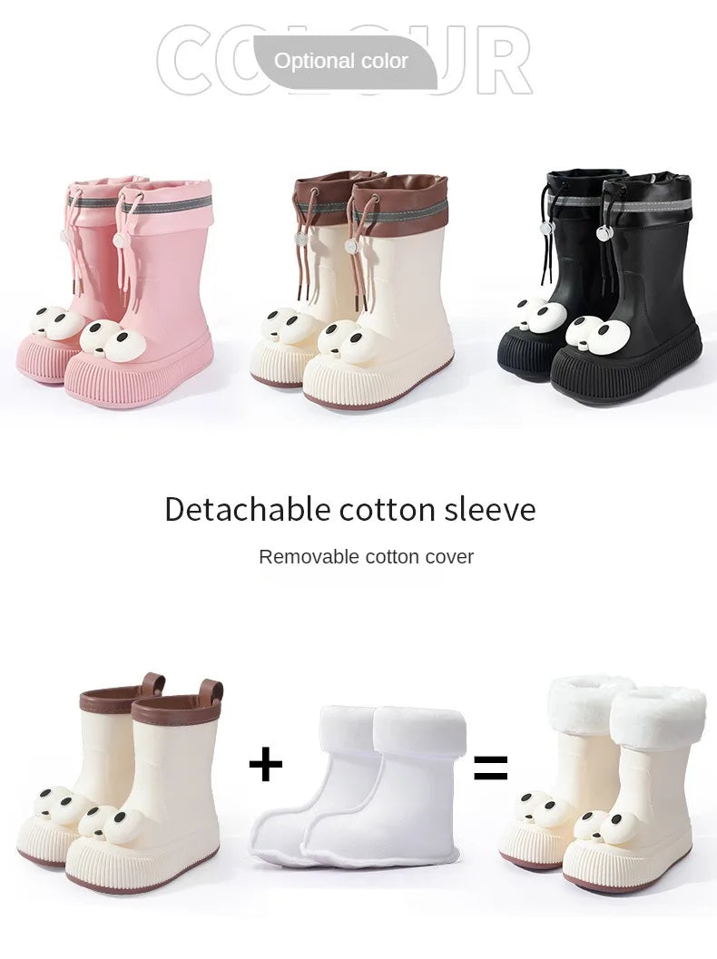 Botas de lluvia para mujer, impermeables, ligeras, con ojales grandes y asas fáciles de poner, resistentes al agua, de altura media.