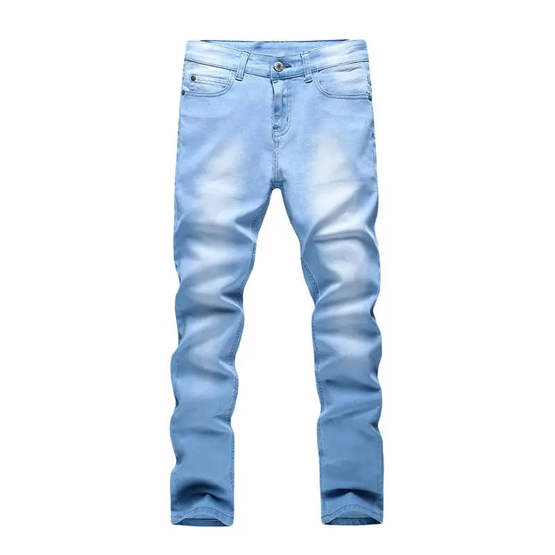 Pantalones vaqueros ajustados de estilo coreano para hombre, de lujo, para la nieve, para jóvenes, para primavera y otoño, informales, de algodón