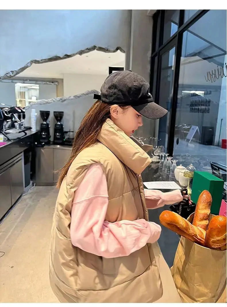 Autumn Winter Lightweight Sustans Vest for Women Korean Style Loose Jacket Fashion Girl Solid Sleeveless Parkas Winter Warm Vest