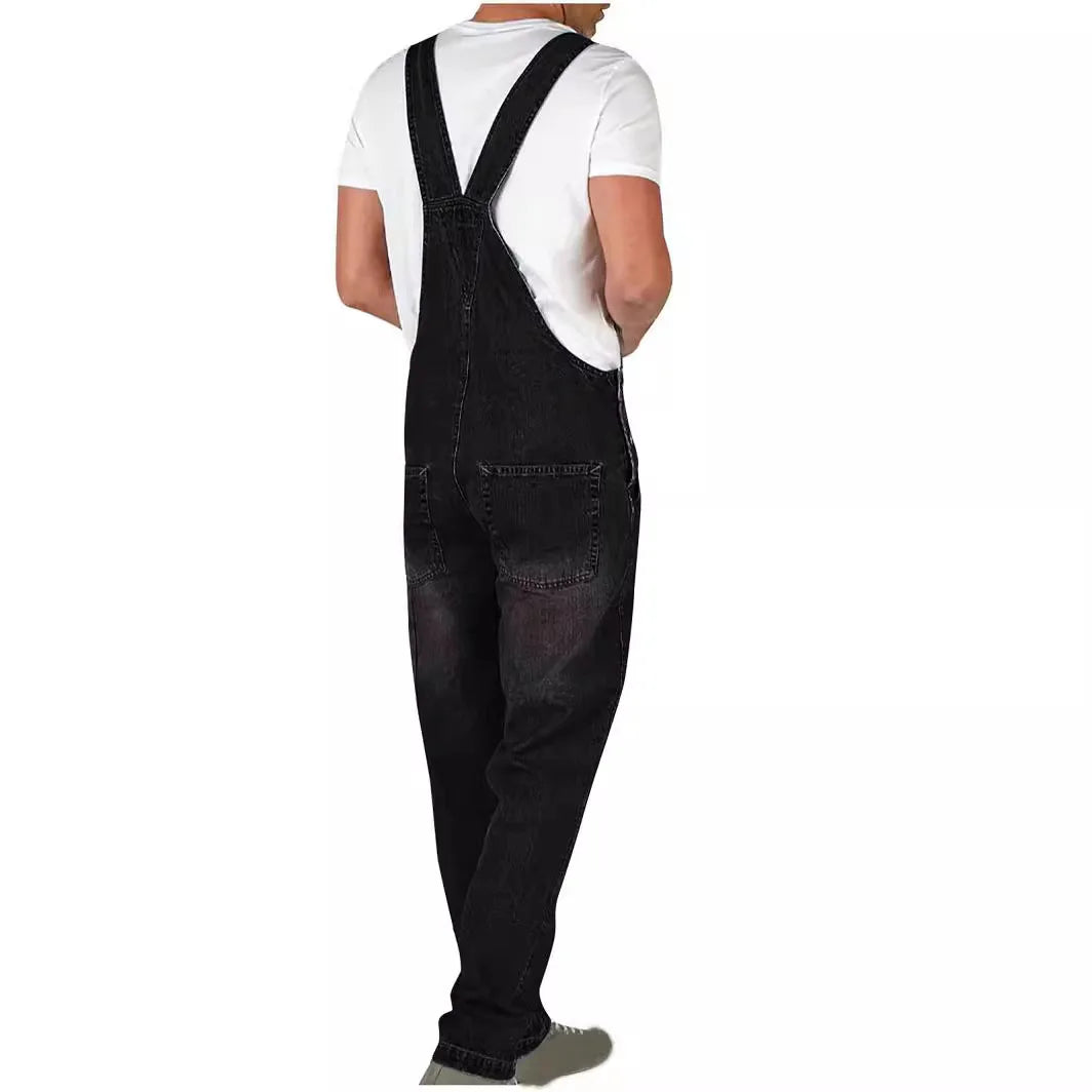 2025 Mens Jeans Overalls Men Pockets Slim Long Denim Pants Cotton Splice Straight Rompers Summer Plus Size Long Jeans Men