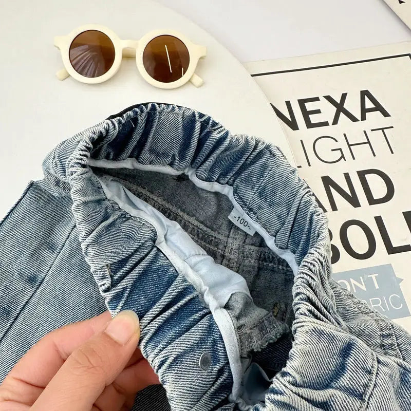 Pantalones vaqueros para bebés, primavera y otoño 2024, informales, sencillos y largos, coreanos