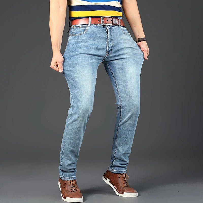 Classic Business Casual Jeans Men 2025 New Fashion Retro Slim Stretch Denim Trousers Male High Quality Luxury Pants Men Clothing
