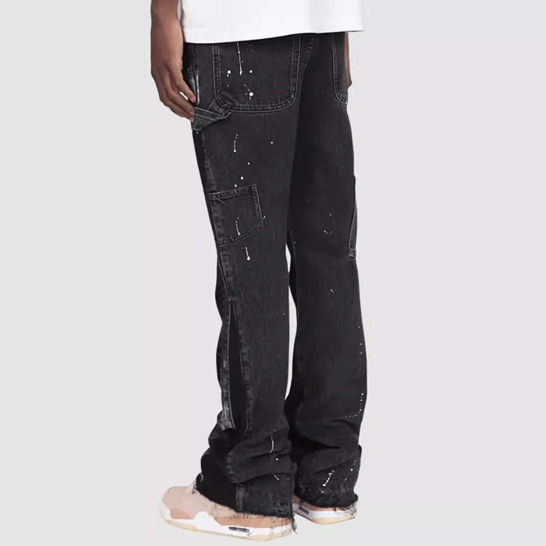 Pantalones vaqueros lavados para hombre, estilo vintage, hasta los tobillos, cintura media, bolsillos, botones, cremallera, desgastados, ropa de calle, pantalones rectos
