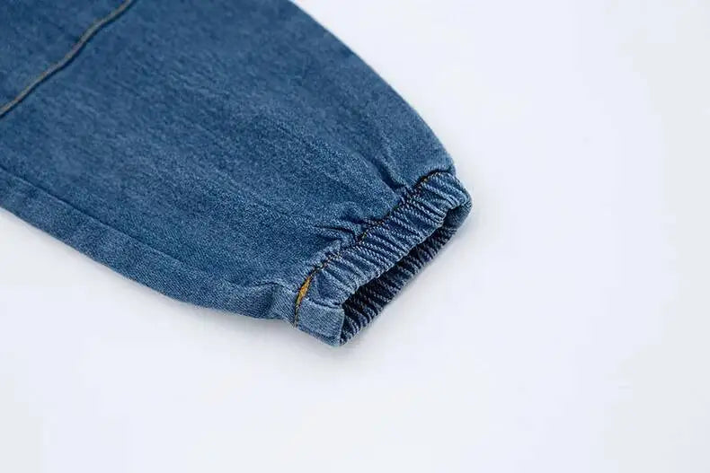 Pantalones vaqueros de primavera y otoño para niños de 4 a 6 años, de algodón con estampado y empalme elástico, pantalones vaqueros coreanos para adolescentes, ropa para niños nueva