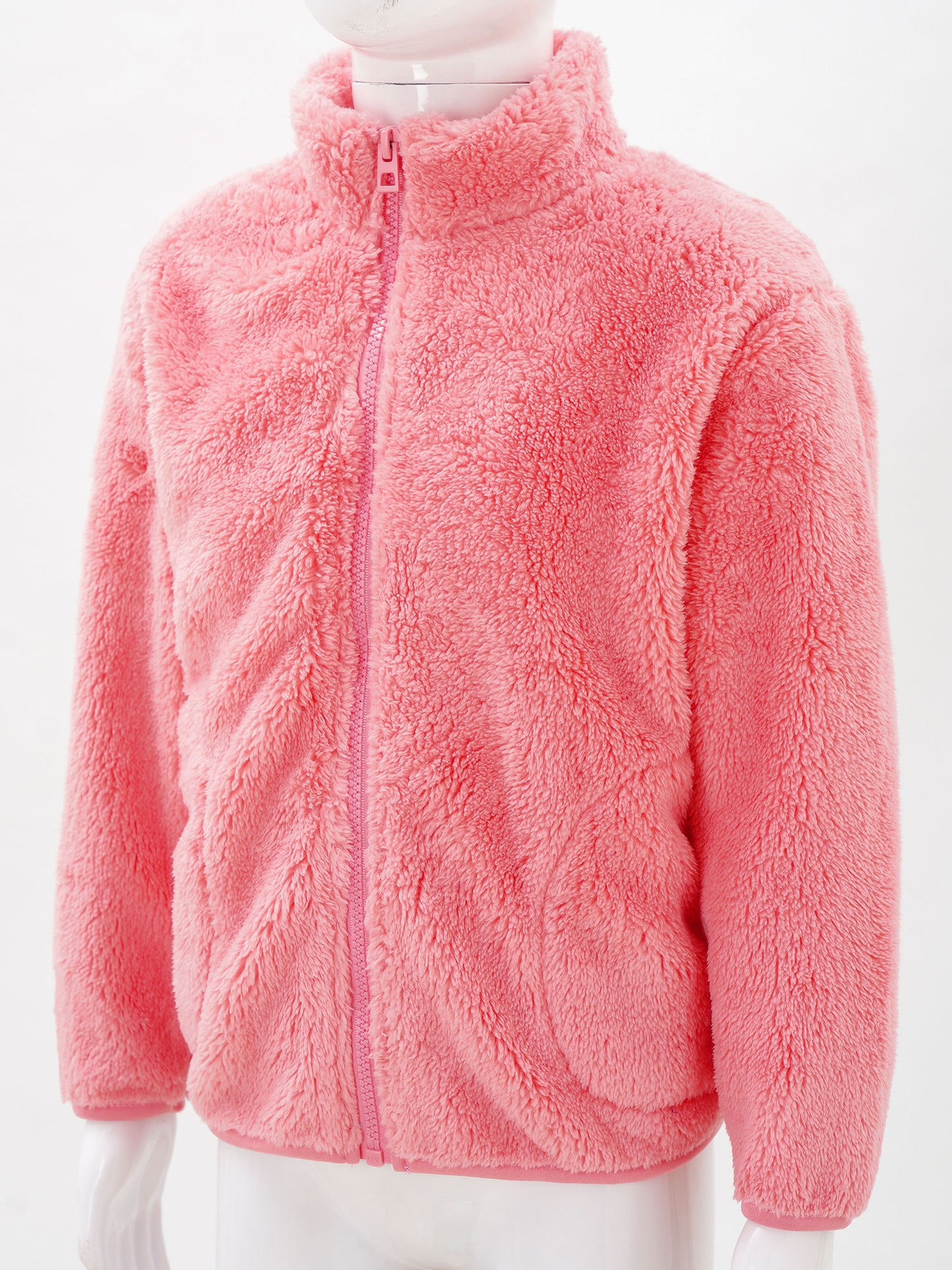 2022 Autumn Winter Girls Boys Casual Soft Warm Long Sleeve Coat Baby Kids Children Fleece Jacket Plush Zipper Closure Outerwear