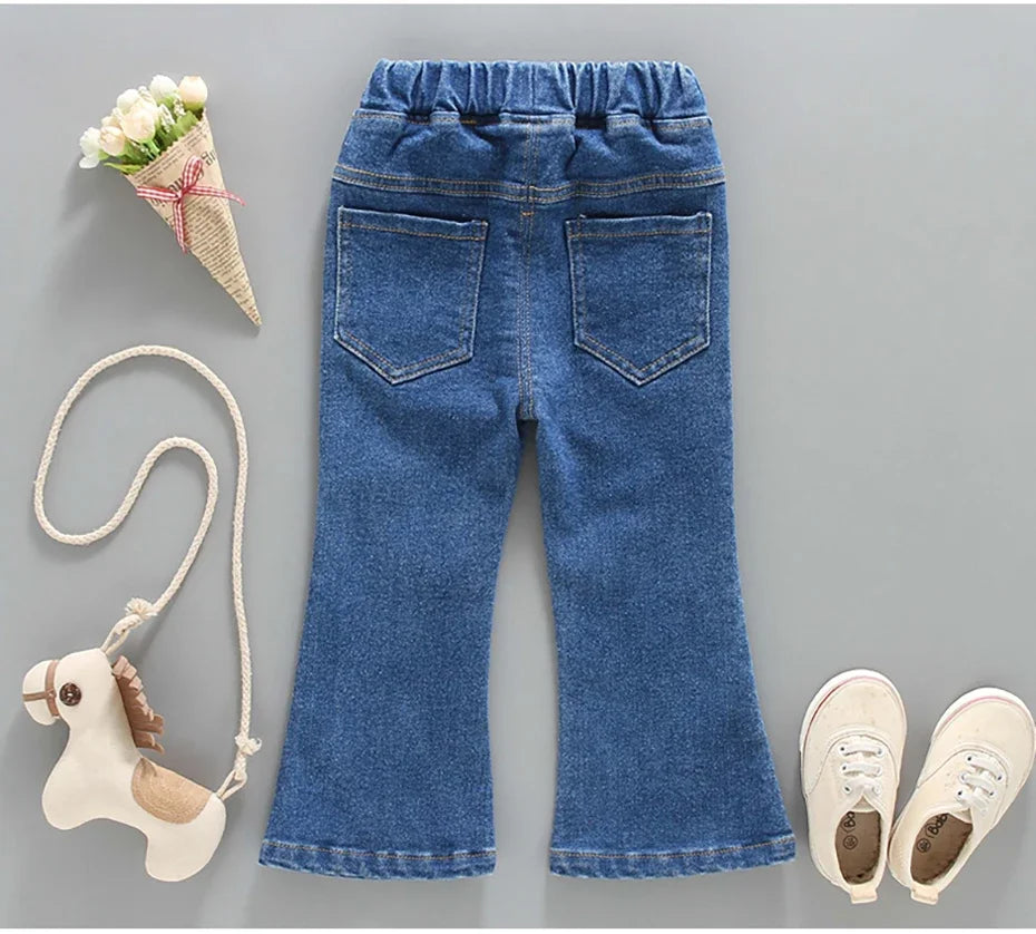 Pantalones vaqueros de color liso para niñas, estilo casual, para primavera y otoño, de 1 a 6 años.