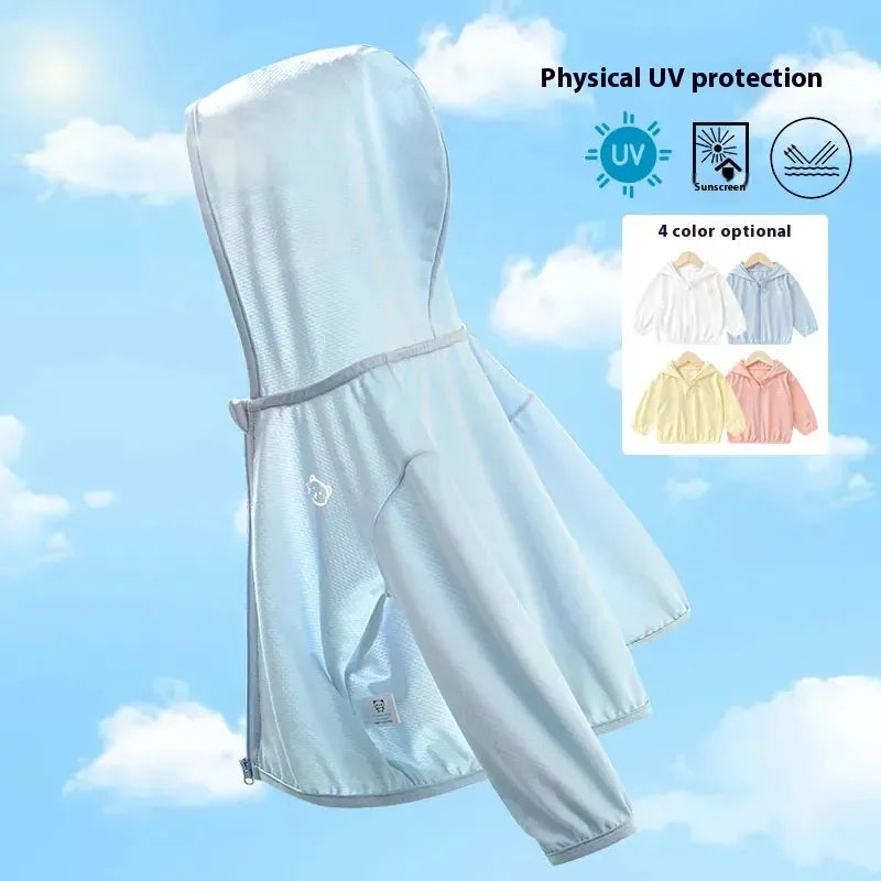 Children's Ice Silk Sunscreen Clothing Summer Breathable Boys and Girls Baby Light Sunscreen Clothing UV Jacket Sunscreen Clothi