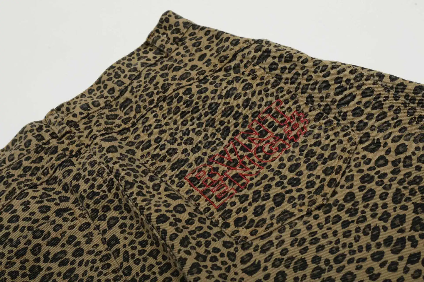 PFNW - Vaqueros caqui con estampado de leopardo para hombre y mujer, holgados, informales, de pierna ancha, primavera 2025, 28W6288