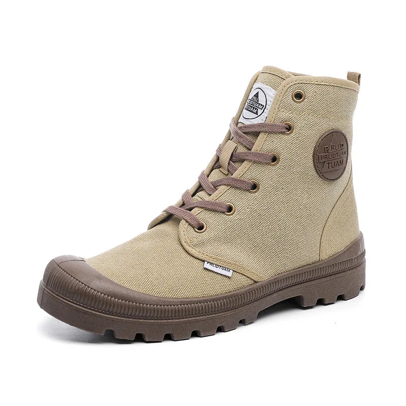 Nouvelles bottes montantes tendance pour hommes, confortables et décontractées, idéales pour l'extérieur, la jungle et l'alpinisme. Bottes à plateforme larges.