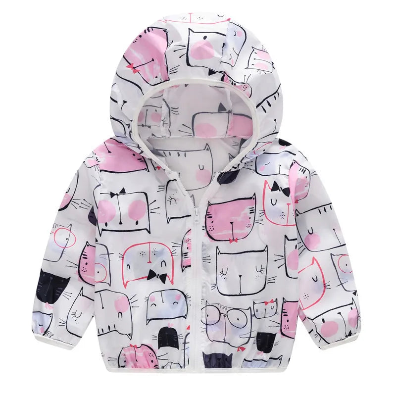 New Boys Sun Protective Jacket Thin Style Spring Summer Little Princess Coat Hooded Zipper Baby Outerwear Children's Clothing