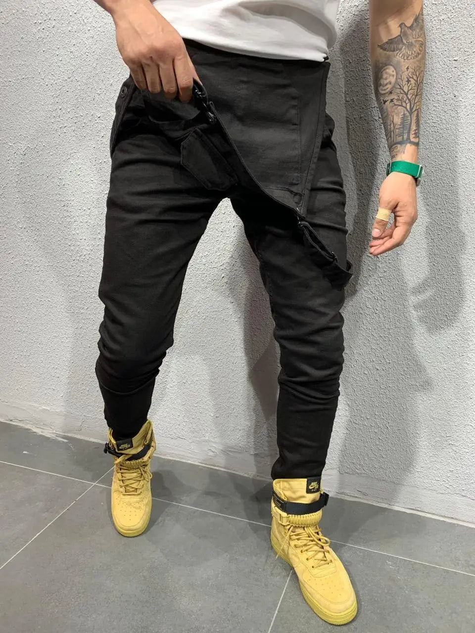 Women Jeans Rompers Washing Ankle Length Overalls Pencil Pants One Piece High Street Pockets Spliced Solid Slight Strech
