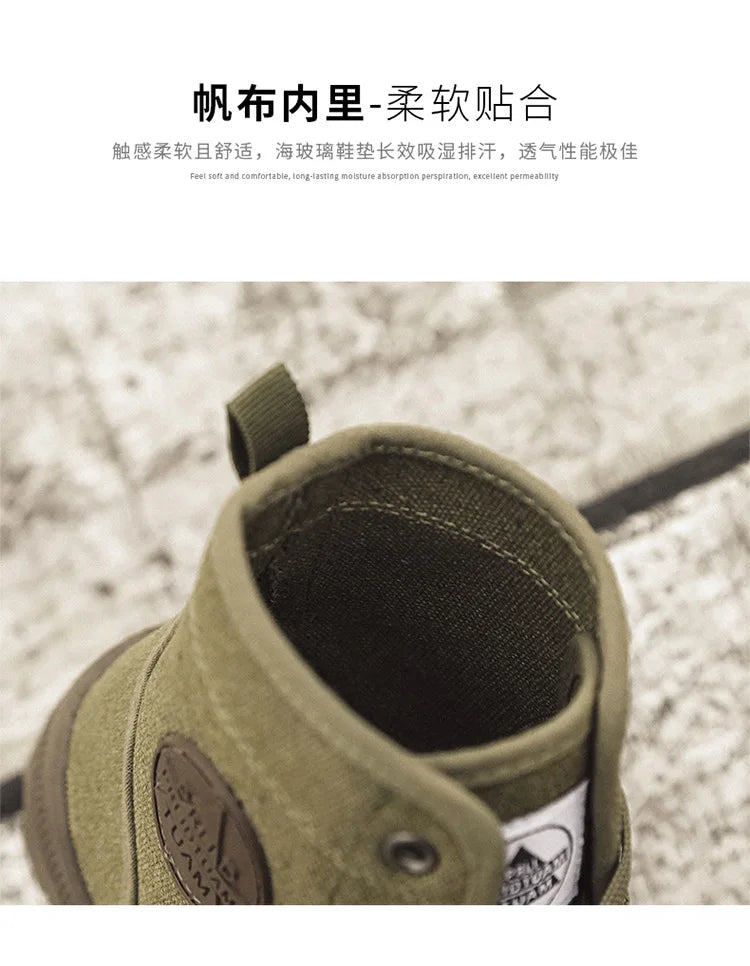 Nouvelles bottes montantes tendance pour hommes, confortables et décontractées, idéales pour l'extérieur, la jungle et l'alpinisme. Bottes à plateforme larges.