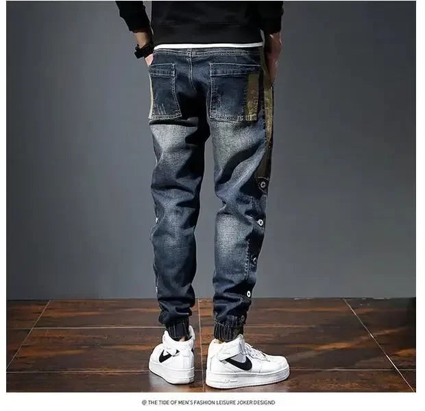 Mens Jeans Harem Pants Fashion Pockets Desinger Loose Baggy Moto Jeans Men Stretch Retro Streetwear Relaxed men clothing pants
