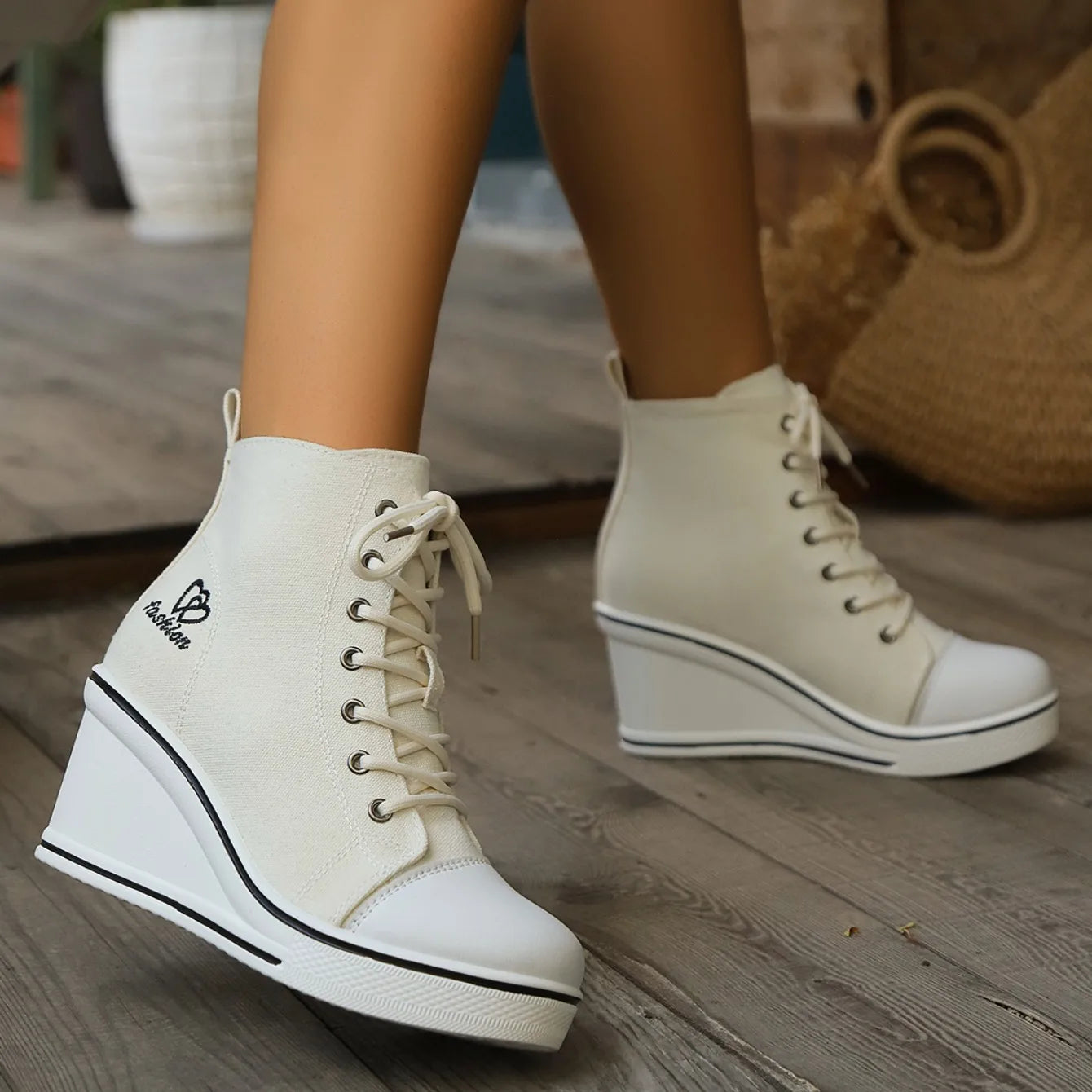 Botines de mujer de suela gruesa con cuña y lona, estilo nuevo, sencillos, informales, a la moda, para caminar en invierno, clásicos.