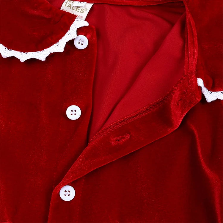 Christmas Baby Boy Girl Red Pajamas Sets For New Year Velvet Kids Family Match Pyjamas Bathrobe Outfits Children Pjs Homewear