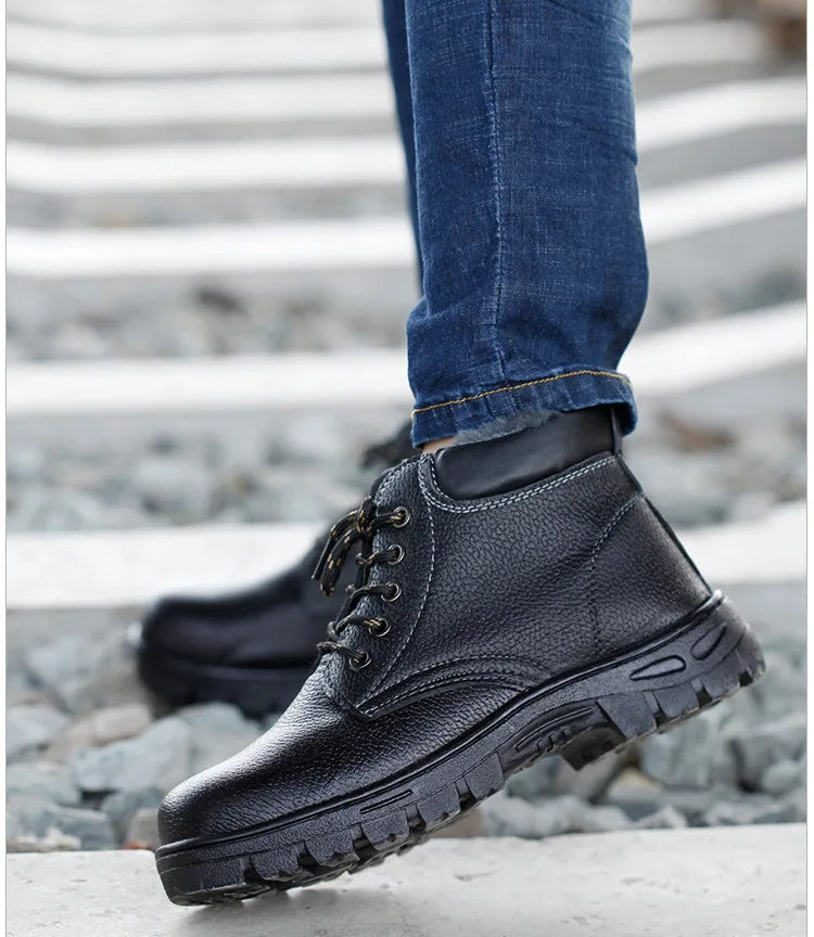 Botas de seguridad para hombre, indestructibles, con puntera de acero, impermeables, resistentes al desgaste y a los impactos.