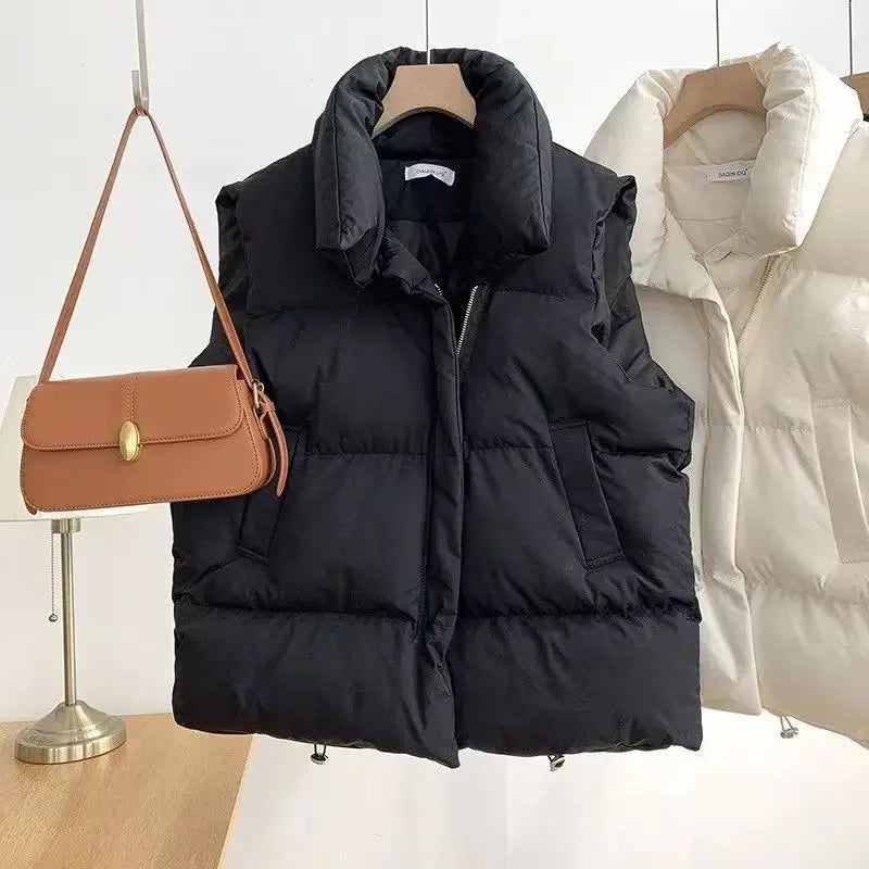 Autumn Winter Lightweight Sustans Vest for Women Korean Style Loose Jacket Fashion Girl Solid Sleeveless Parkas Winter Warm Vest