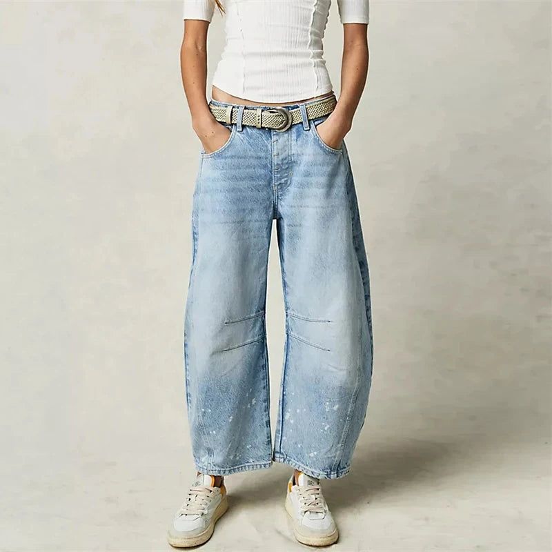 Pantalones vaqueros de pierna ancha para mujer, informales, holgados, de cintura baja, estilo boyfriend, con bolsillos, estilo Y2K