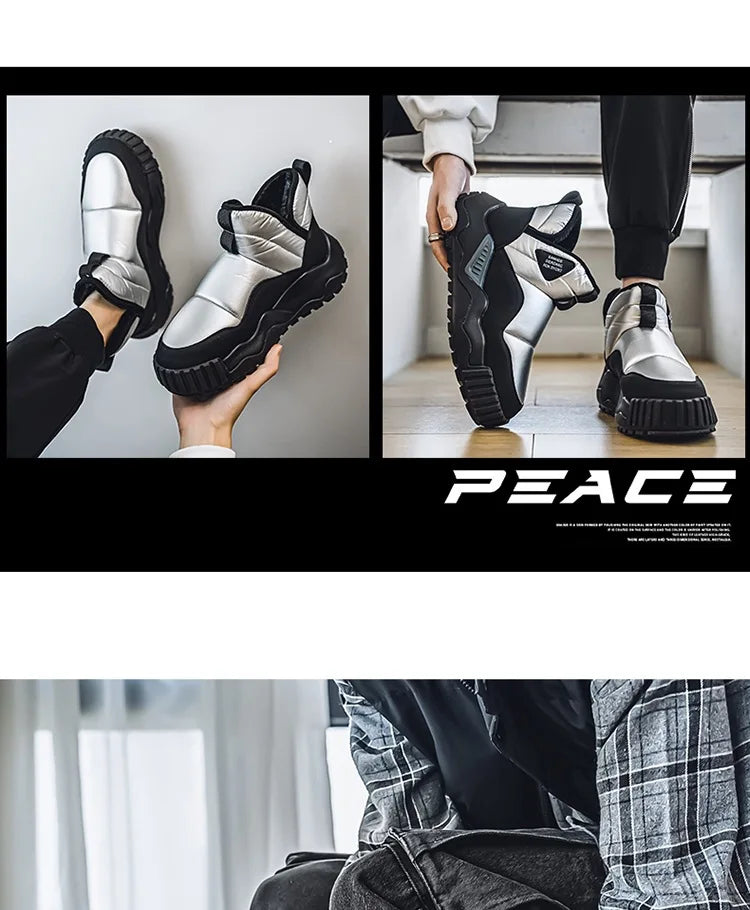 Winter men's thick-soled high-top cold-resistant snow boots, piled and thickened warm cotton shoes, non-slip men's boots