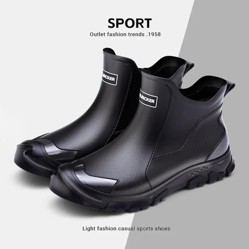 Botas de lluvia para hombre, ideales para primavera y otoño. Botas de goma resistentes e impermeables. Botas de lluvia de invierno con forro polar para hombre. Tallas grandes. Calzado de protección laboral.