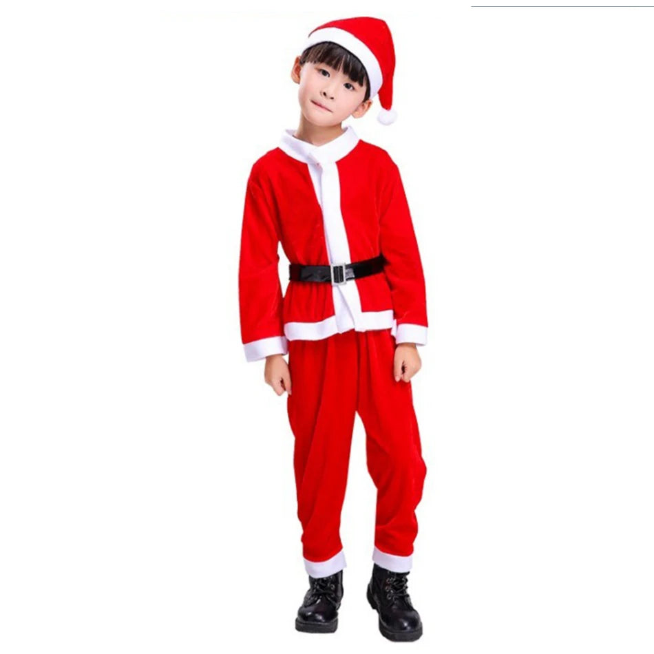 Velvet Christmas Set Stage Performance Clothing for Kids Boys Girls Matching Party Set and Dress Classic Christmas Clothes