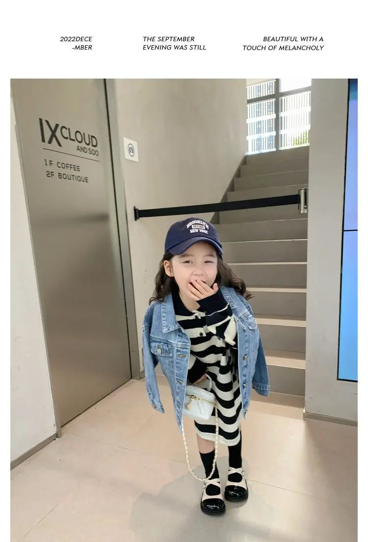 Fashion Kids Denim Jacket For Girls Coat Spring Autumn Children Outerwear Baby Casual Jackets Costume 4-12 Year