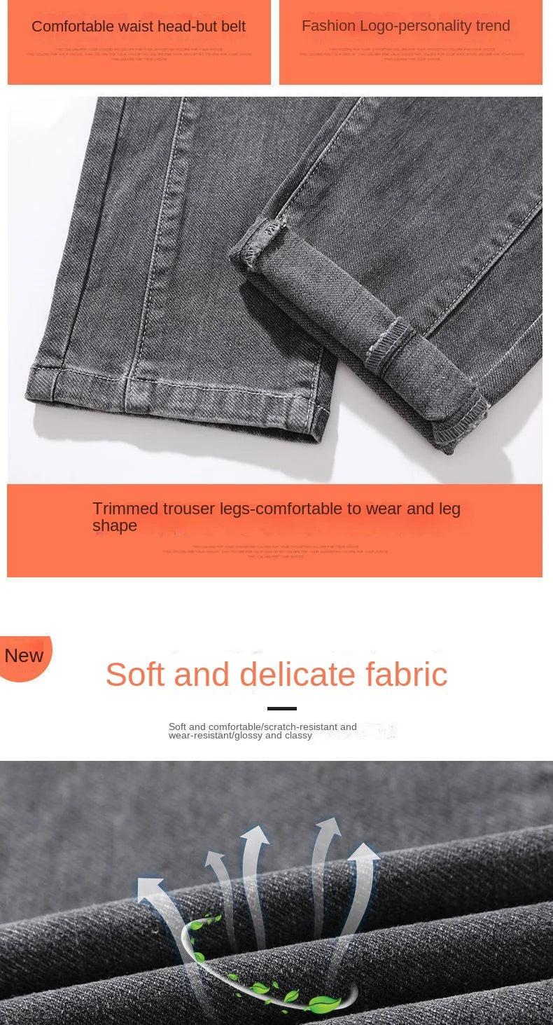 2024 New Arrival Drawstring Gym Clothing Men's Loose Cowboy Leg Jeans Spring Autumn Denim Casual Harem Pants Youth Trendy Jeans