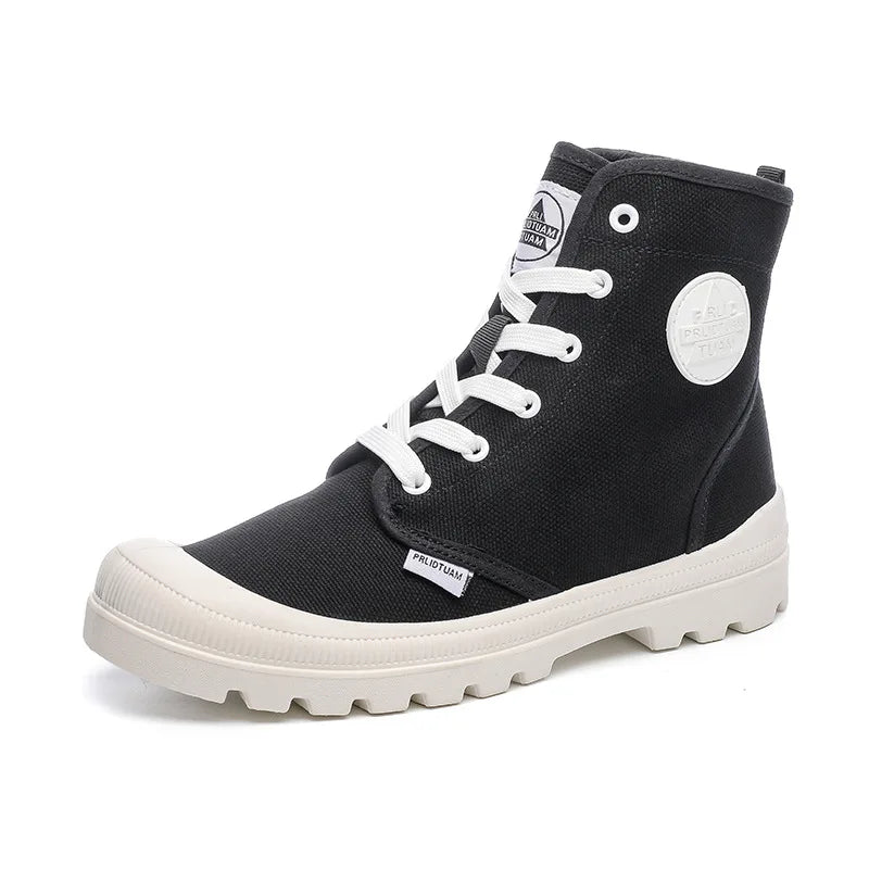 Nouvelles bottes montantes tendance pour hommes, confortables et décontractées, idéales pour l'extérieur, la jungle et l'alpinisme. Bottes à plateforme larges.