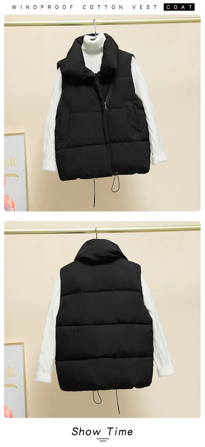 Women Vest Parkas Sleeveless Solid Jackets Zipper Splice Thick Vests Pockets Stand Collar Coats Warm Elegant Lady Parka