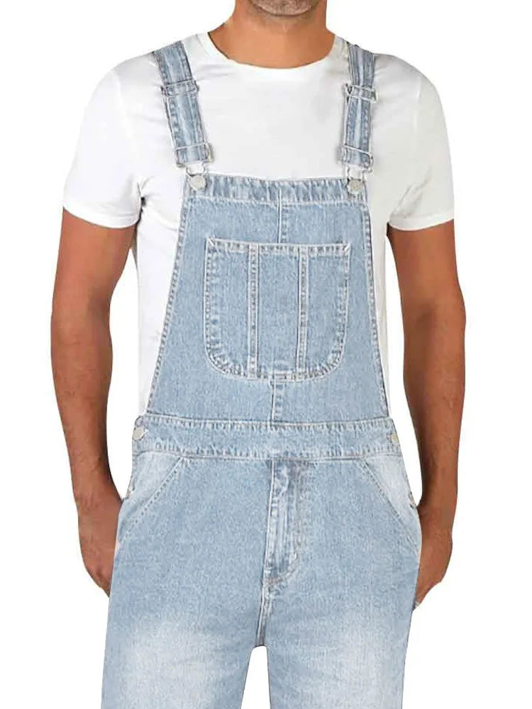 2025 Mens Jeans Overalls Men Pockets Slim Long Denim Pants Cotton Splice Straight Rompers Summer Plus Size Long Jeans Men