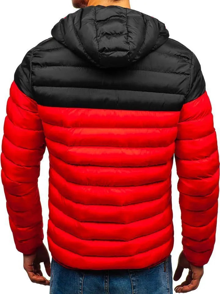 Autumn Winter Parkas Casual Male Patchwork Zip Up Long Sleeve Hooded Cotton Pad Coats Outwear BSD-M-07