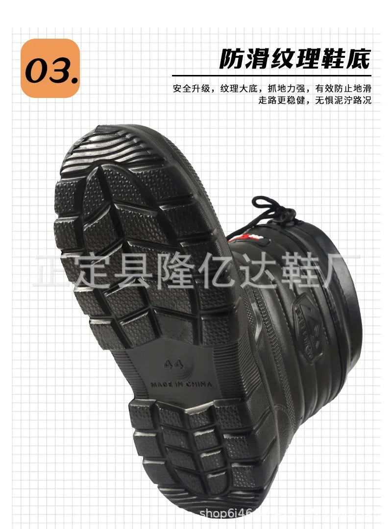 Botas de nieve para hombre, cálidas, gruesas y afelpadas, impermeables, antideslizantes, para la lluvia, ligeras y resistentes al desgaste, de algodón para el trabajo.