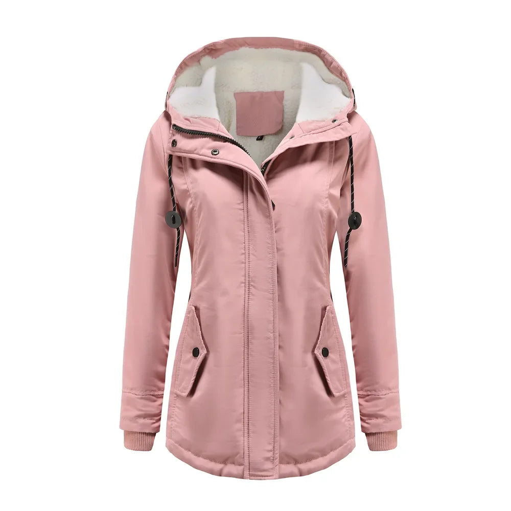 2023 Womens Parker Coat Autumn/winter Cotton-padded Jacket for Women Thickened Jacket Womens Casual Hooded Coat
