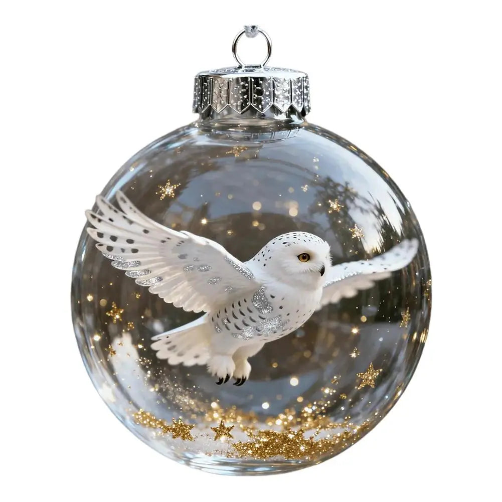 8CM Christmas Transparent Acrylic Ball Cardinal/Hummingbird Pattern Creative Christmas Tree Decoration Hanging Pendant For Home